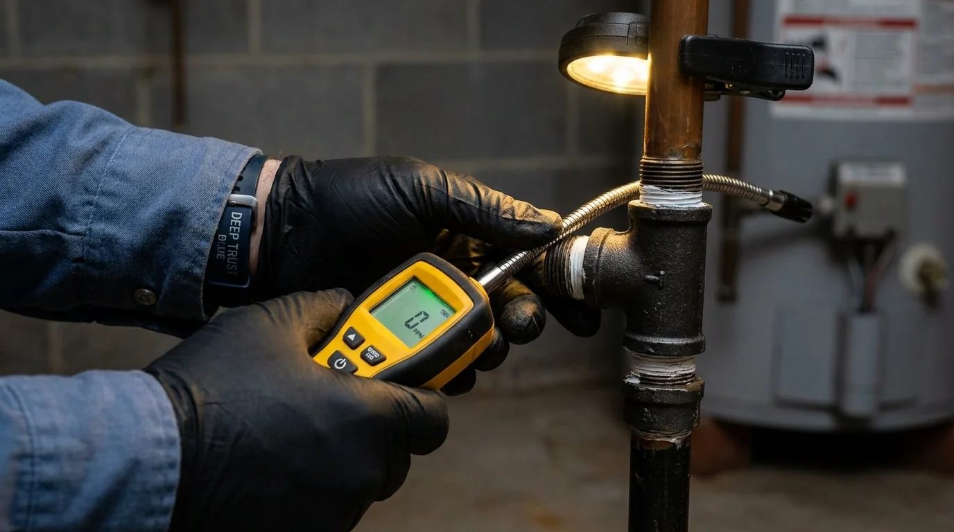 Gas leak detection with electronic sniffer by Johns Plumbing LLC in Simpsonville