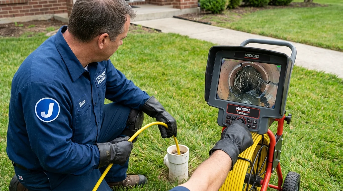 Sewer camera inspection being performed by Johns Plumbing LLC in Simpsonville